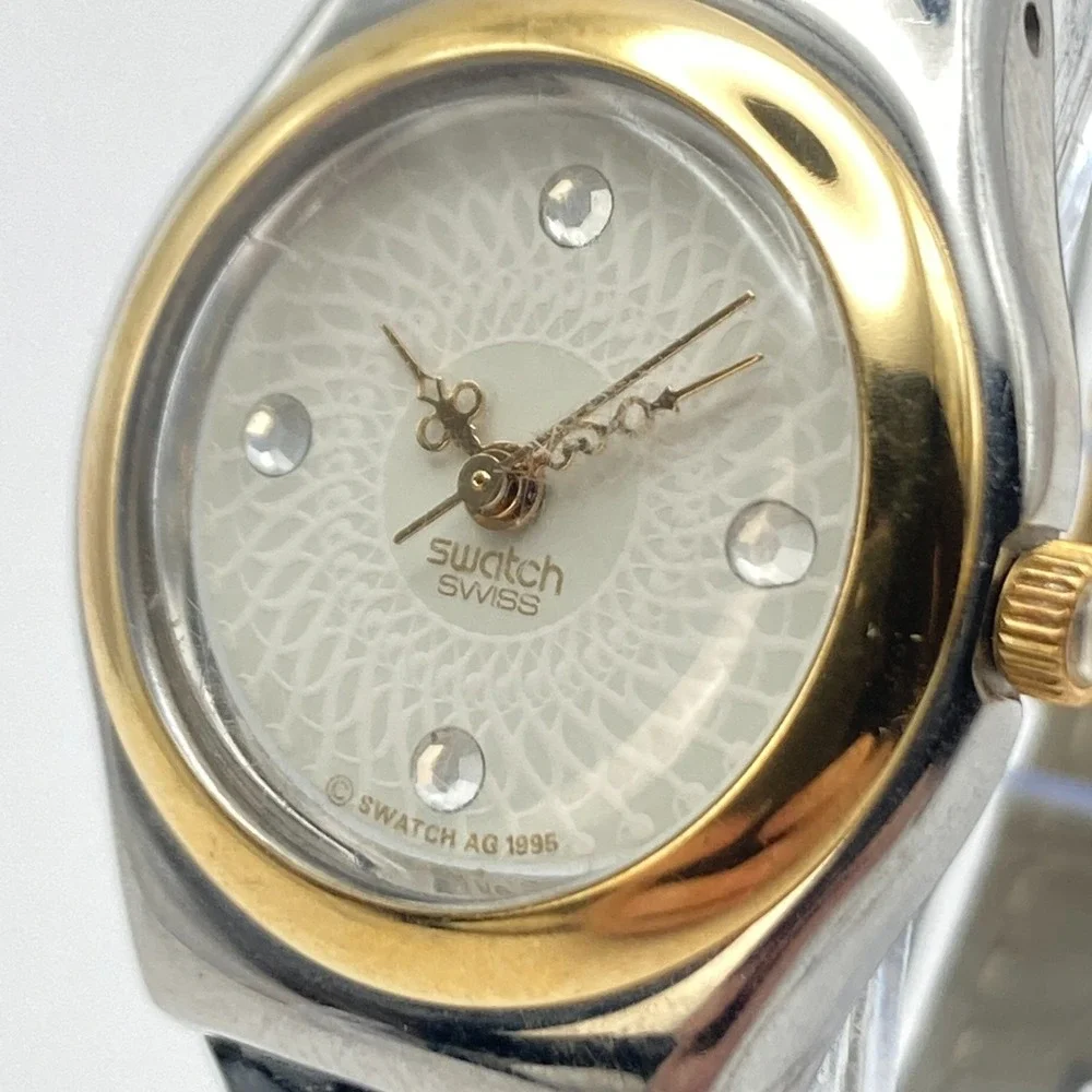 Swatch Irony Lady Reverence Watch 24mm Gold Silver Tone Swiss New Battery 7.5